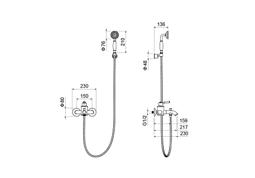 Смеситель для ванны Aquatek КЛАССИК AQ1549MB Черный матовый Смеситель для ванны Aquatek КЛАССИК AQ1549MB Черный матовый