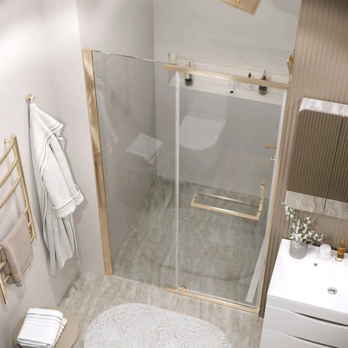 Душевая дверь GROSSMAN Pragma 100.K33.03.120.32.00 (120x195) золото сатин, стекло прозрачное Душевая дверь GROSSMAN Pragma 100.K33.03.120.32.00 (120x195) золото сатин, стекло прозрачное