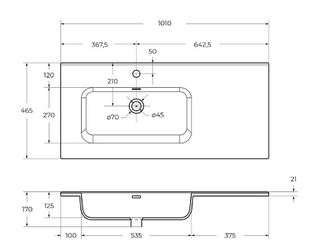 Раковина BelBagno BB1000ETL-L 1010x465 Раковина BelBagno BB1000ETL-L 1010x465