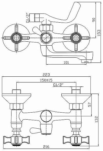 Смеситель для ванны Haiba HB3024, хром Смеситель для ванны Haiba HB3024, хром