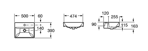 Раковина Roca Oleta накладная 1 отверстие, 500х390 3274C300Y Раковина Roca Oleta накладная 1 отверстие, 500х390 3274C300Y
