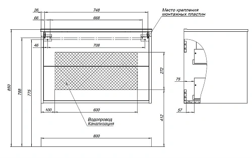 Тумба под раковину Aquanet Lino 80 (Flat) белый глянец 00287542 Тумба под раковину Aquanet Lino 80 (Flat) белый глянец 00287542