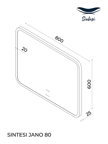 Зеркало Sintesi JANO 80 800x600 SIN-SPEC-JANO-80 с LED-подсветкой, с подогревом Зеркало Sintesi JANO 80 800x600 SIN-SPEC-JANO-80 с LED-подсветкой, с подогревом
