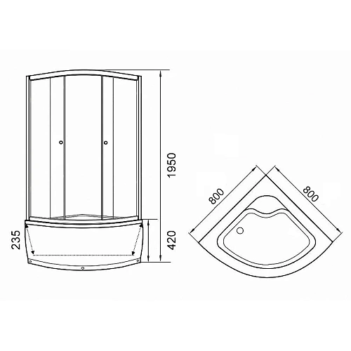 Душевой уголок Parly ZF80 с поддоном Душевой уголок Parly ZF80 с поддоном