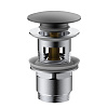 Картинка анонса товара «донный клапан vincea dpu-1b01gm клик-клак g1 1/4, с переливом, вороненая сталь»