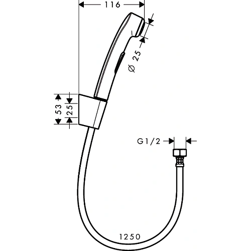 Гигиеническая лейка Hansgrohe 1jet со шлангом и держателем 32129310, шлифованное красное золото Гигиеническая лейка Hansgrohe 1jet со шлангом и держателем 32129310, шлифованное красное золото
