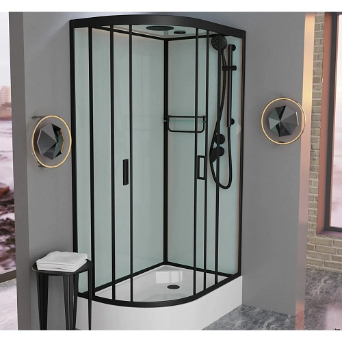 Душевая кабина Frank F412/1R М правосторонняя Black черный профиль матовое стекло 120x80 20068 Душевая кабина Frank F412/1R М правосторонняя Black черный профиль матовое стекло 120x80 20068