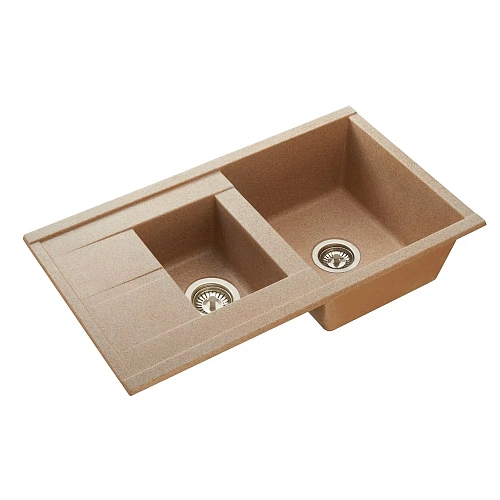 Кухонная мойка Aquaton Делия 87 1A716232DE220 из литого мрамора, песочный Кухонная мойка Aquaton Делия 87 1A716232DE220 из литого мрамора, песочный