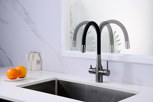 Смеситель для кухни Paulmark Salix вороненая сталь Sa213419-GM Смеситель для кухни Paulmark Salix вороненая сталь Sa213419-GM