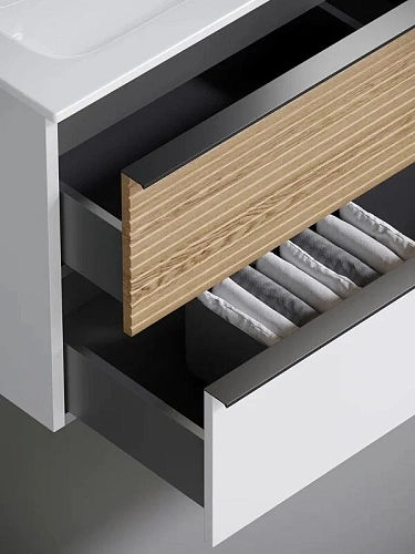 Тумба под раковину Sancos Delta DL100W 995х445х500 дуб светлый/белый, подвесная Тумба под раковину Sancos Delta DL100W 995х445х500 дуб светлый/белый, подвесная