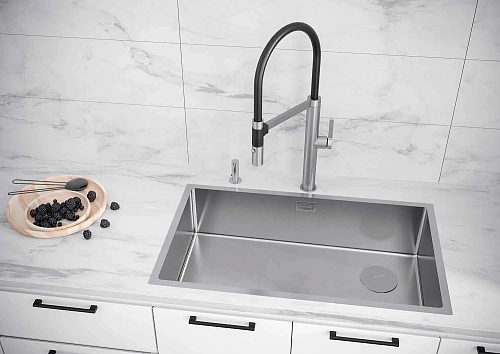 Кухонная мойка Paulmark NEXT-SKEW 74 UNI, PM887444-BS, брашированная нерж.сталь, 740х440мм 1,2мм Кухонная мойка Paulmark NEXT-SKEW 74 UNI, PM887444-BS, брашированная нерж.сталь, 740х440мм 1,2мм