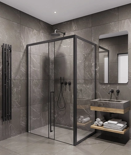 Душевой уголок Timo (T57R+T64) TDSS-130/03C-8R, раздвижная дверь 1300x2000, профиль черный, торцевое стекло TSS-900/03C-8 900x2000 Душевой уголок Timo (T57R+T64) TDSS-130/03C-8R, раздвижная дверь 1300x2000, профиль черный, торцевое стекло TSS-900/03C-8 900x2000