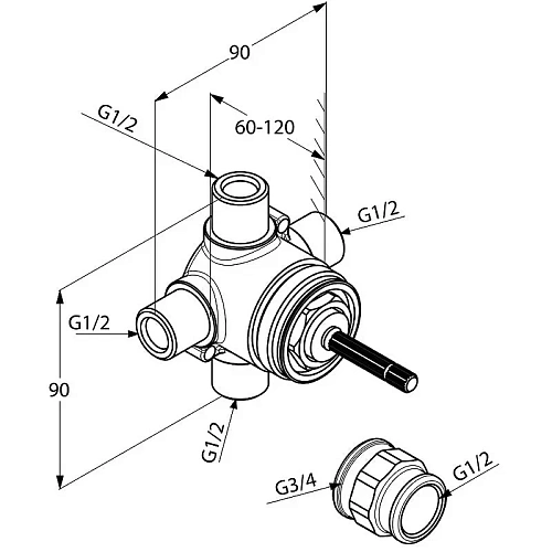 Встраиваемая часть Kludi переключателя на 2 положения 2975900 Встраиваемая часть Kludi переключателя на 2 положения 2975900