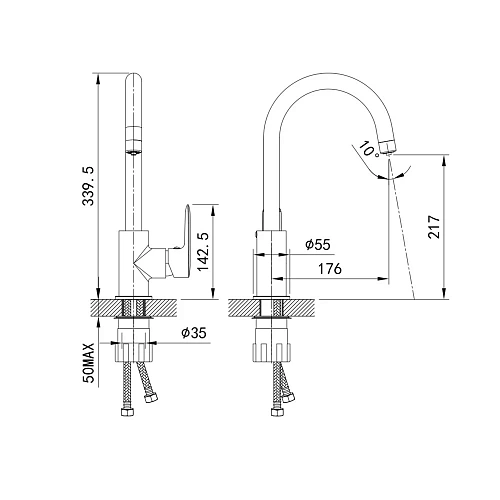 Смеситель для кухни IDDIS Cuba (CUBBLFJi05) под фильр, черный Смеситель для кухни IDDIS Cuba (CUBBLFJi05) под фильр, черный