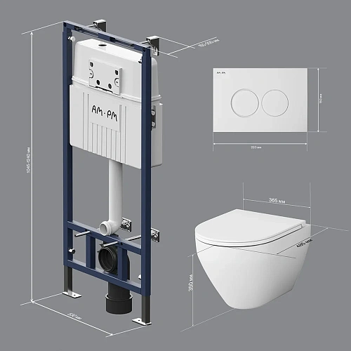 Комплект инсталляции AM.PM Spirit V2.0 IS100101.701700 MasterFit с клавишей L белый с унитазом Spirit V2.0 FlashClean с си Комплект инсталляции AM.PM Spirit V2.0 IS100101.701700 MasterFit с клавишей L белый с унитазом Spirit V2.0 FlashClean с си