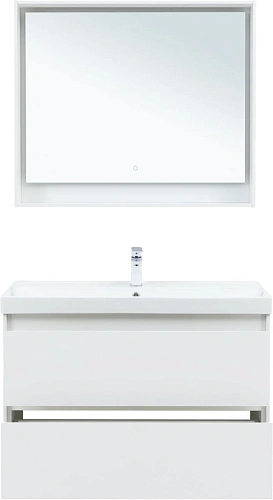Тумба под раковину Aquanet Милан 100 белый глянец 00336370 подвесная Тумба под раковину Aquanet Милан 100 белый глянец 00336370 подвесная