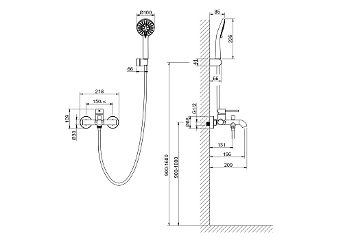 Смеситель для ванны Aquatek ЕВРОПА AQ1349MB Черный матовый Смеситель для ванны Aquatek ЕВРОПА AQ1349MB Черный матовый