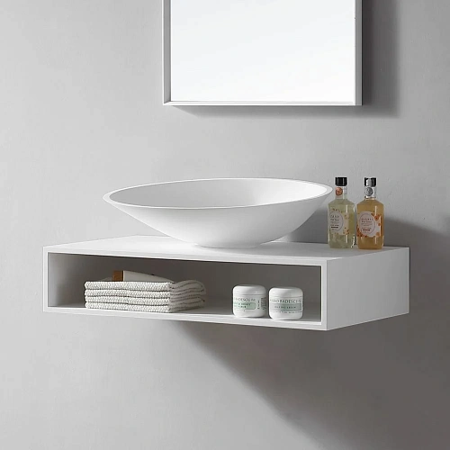 Тумба под раковину ABBER Stein AS1612 подвесная, белая матовая Тумба под раковину ABBER Stein AS1612 подвесная, белая матовая