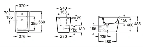 Биде напольное Roca Inspira square BTW белый матовый 357537620 Биде напольное Roca Inspira square BTW белый матовый 357537620
