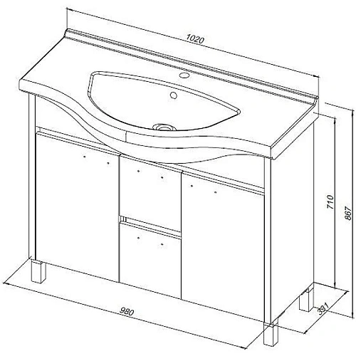 Тумба под раковину Aquanet Донна 100 белый дуб/белый (2 дверцы, 2 ящика) 00274164 Тумба под раковину Aquanet Донна 100 белый дуб/белый (2 дверцы, 2 ящика) 00274164