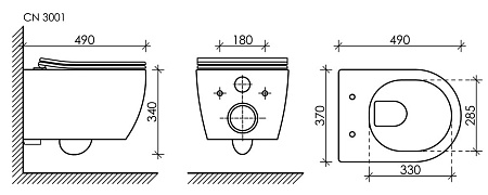Комплект унитаза Ceramica Nova Сет 4 в 1 инсталляция с кнопкой и шумоизоляцией CN3001_1002B_1000