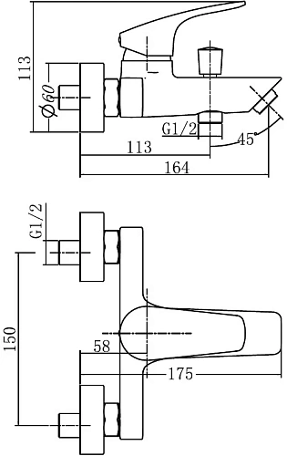 Смеситель для ванны Aquanet Static Black AF330-20B Смеситель для ванны Aquanet Static Black AF330-20B