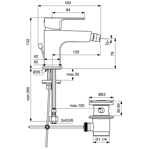 Смеситель для биде Ideal Standard CERAFINE D BC691AA Смеситель для биде Ideal Standard CERAFINE D BC691AA