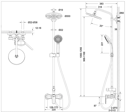 Душевая система Bravat Source F9173218CP-A-ENG Душевая система Bravat Source F9173218CP-A-ENG