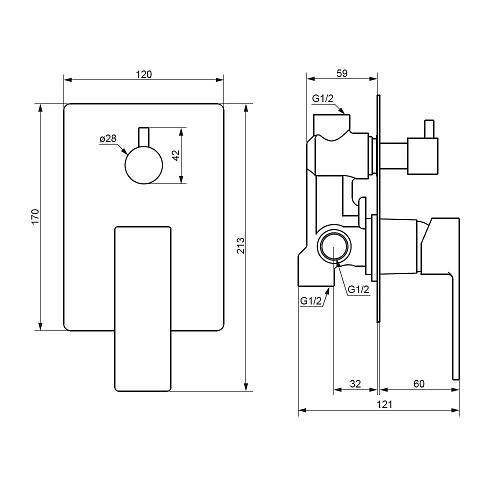 Смеситель для ванны Damixa Gala 537100000 встраиваемый хром Смеситель для ванны Damixa Gala 537100000 встраиваемый хром