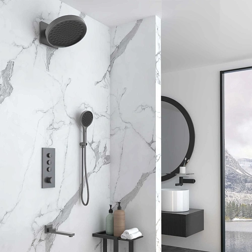 Душевая система Vincea Inspire VSFW-433TI3GM встраиваемый, термостат, вороненая сталь Душевая система Vincea Inspire VSFW-433TI3GM встраиваемый, термостат, вороненая сталь