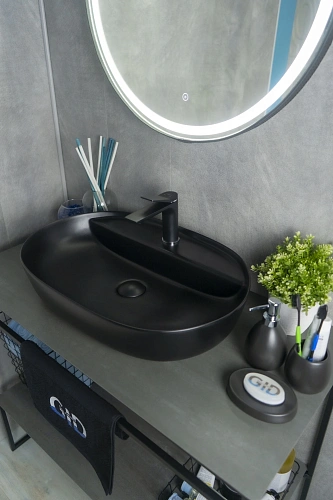 Раковина Gid Bm1346 53345 накладная черная матовая 61x41x14 Раковина Gid Bm1346 53345 накладная черная матовая 61x41x14