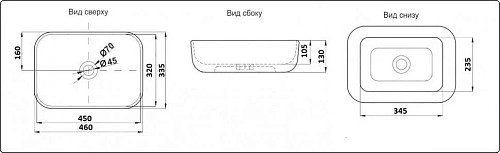 Раковина CeramaLux 78105 накладная, белый Раковина CeramaLux 78105 накладная, белый