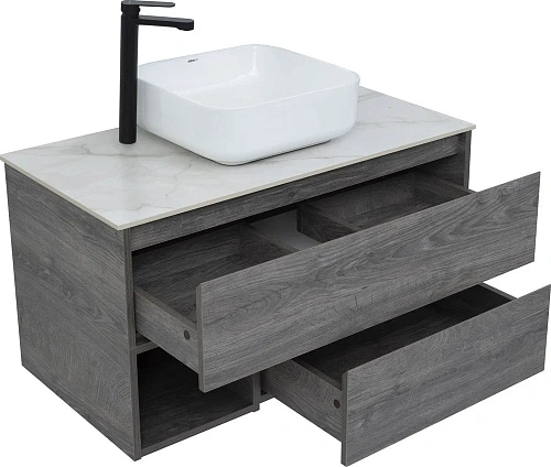 Тумба с раковиной STWORKI Карлстад 90 дуб рошелье, монте тиберио, с отверстием для смесителя в столе 425483 Тумба с раковиной STWORKI Карлстад 90 дуб рошелье, монте тиберио, с отверстием для смесителя в столе 425483