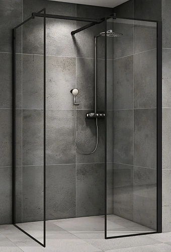 Душевой уголок ABBER Immer Offen AG67128B 120x80 см универсальный, профиль черный, стекло прозрачное Душевой уголок ABBER Immer Offen AG67128B 120x80 см универсальный, профиль черный, стекло прозрачное