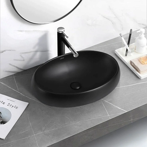 Раковина ABBER Bequem AC2102MB накладная, черная матовая Раковина ABBER Bequem AC2102MB накладная, черная матовая