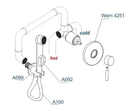 Душевая система WasserKRAFT A04200 со шлангом 150 см серый Душевая система WasserKRAFT A04200 со шлангом 150 см серый