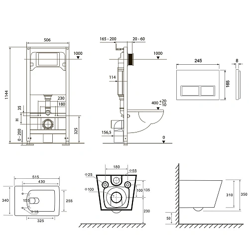 Комплект инсталляции TECE TECEspring Base K401204WCS с клавишей смыва, черн. матовый и унитазом модель S Комплект инсталляции TECE TECEspring Base K401204WCS с клавишей смыва, черн. матовый и унитазом модель S