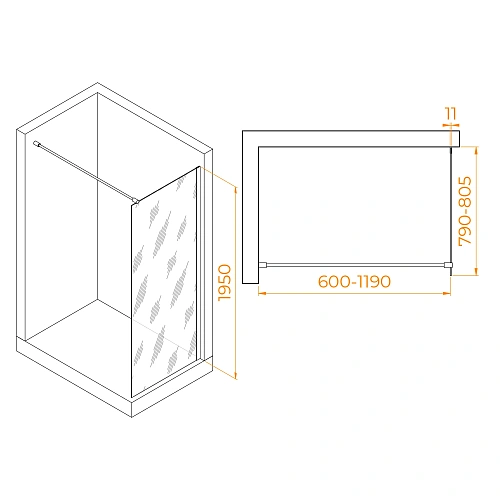 Душевая перегородка RGW Walk In WA-002B 800 мм 35100208-34 черный, Easy Clean Душевая перегородка RGW Walk In WA-002B 800 мм 35100208-34 черный, Easy Clean