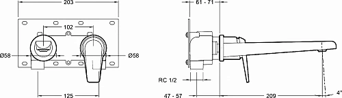 Смеситель для раковины Jacob Delafon Avid E97358-CP с внутренней частью Смеситель для раковины Jacob Delafon Avid E97358-CP с внутренней частью