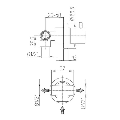 Переключатель потоков Paini Cox 78CR425 на 2 выхода, хром Переключатель потоков Paini Cox 78CR425 на 2 выхода, хром