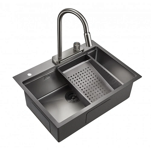 Кухонная мойка Milacio Denia 68 Steel (MC.77419) сталь воронёная Кухонная мойка Milacio Denia 68 Steel (MC.77419) сталь воронёная