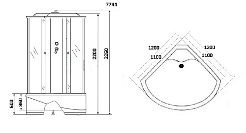 Душевая кабина Niagara Luxe NG-7744W (1200x1200х2150) высокий поддон стенки белые Душевая кабина Niagara Luxe NG-7744W (1200x1200х2150) высокий поддон стенки белые