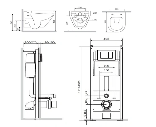 Комплект унитаза AM.PM Spirit IS301.701738 с инсталляцией, сиденьем микролифт и клавишей смыва белой Комплект унитаза AM.PM Spirit IS301.701738 с инсталляцией, сиденьем микролифт и клавишей смыва белой