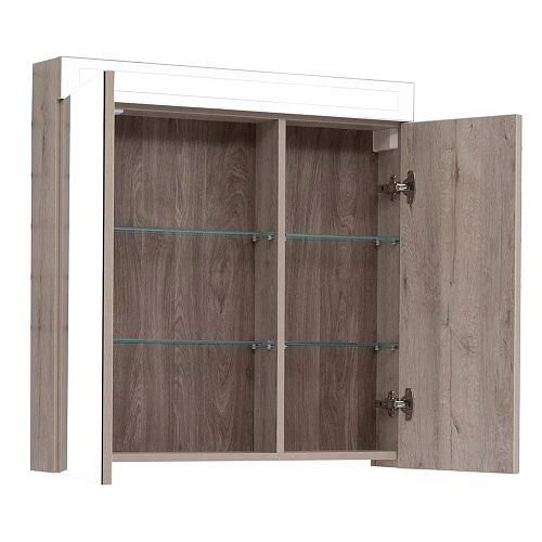 Зеркальный шкаф DREJA MAX, 80 см, 2 дверцы, 4 стеклянные полки, дуб кантри 77.9010D Зеркальный шкаф DREJA MAX, 80 см, 2 дверцы, 4 стеклянные полки, дуб кантри 77.9010D