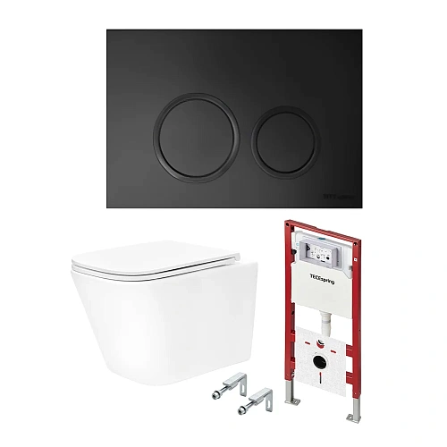 Комплект инсталляции TECE TECEspring Base K401104WCS с клавишей смыва, черн. матовый и унитазом модель S Комплект инсталляции TECE TECEspring Base K401104WCS с клавишей смыва, черн. матовый и унитазом модель S