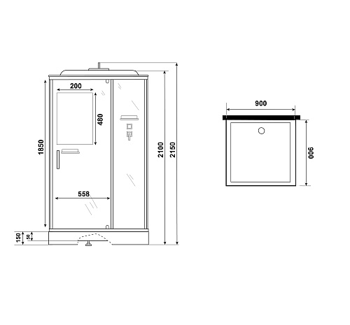 Душевая кабина Niagara Standart ST90/15Q (90х90х215) квадрат, поддон 15см, распашная, проф.белый Душевая кабина Niagara Standart ST90/15Q (90х90х215) квадрат, поддон 15см, распашная, проф.белый