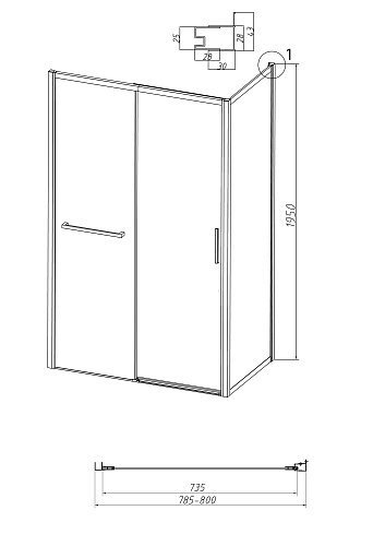 Боковая стенка GROSSMAN Style 200.K33.05.80.21.00 (80x195) черный матовый, стекло прозрачное Боковая стенка GROSSMAN Style 200.K33.05.80.21.00 (80x195) черный матовый, стекло прозрачное