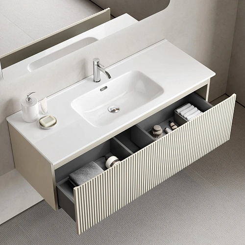 Тумба под раковину SANCOS Snob SNR1.0120CE R 1.0 1195х445х406 Beige Soft подвесная Тумба под раковину SANCOS Snob SNR1.0120CE R 1.0 1195х445х406 Beige Soft подвесная