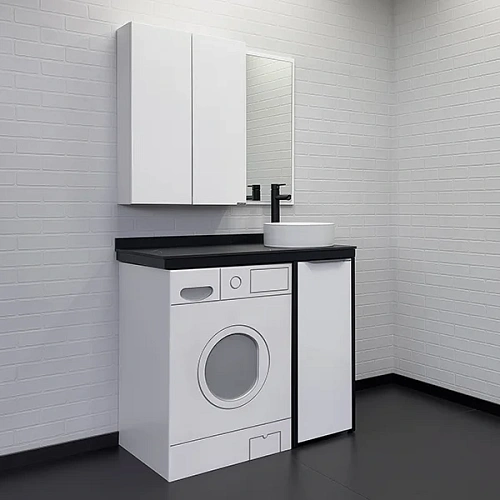 Комплект мебели Comforty Лозанна-100 9111 00-00013800 под стиральную машину со столешницей Калакатта Блэк с раковиной Комплект мебели Comforty Лозанна-100 9111 00-00013800 под стиральную машину со столешницей Калакатта Блэк с раковиной