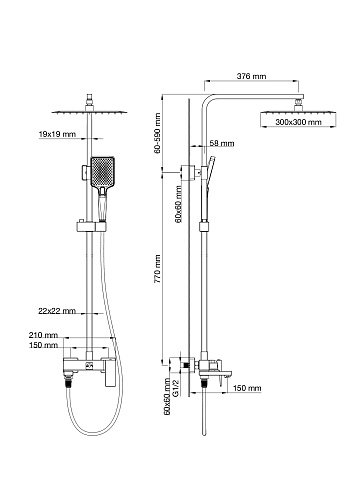 Душевая система Wonzon & Woghand темный графит (WW-88047068-BGM) Душевая система Wonzon & Woghand темный графит (WW-88047068-BGM)